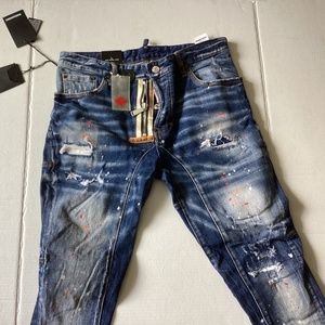 DSQUARERD2  made in Italy men rider jean long crotch tight bottom size 32